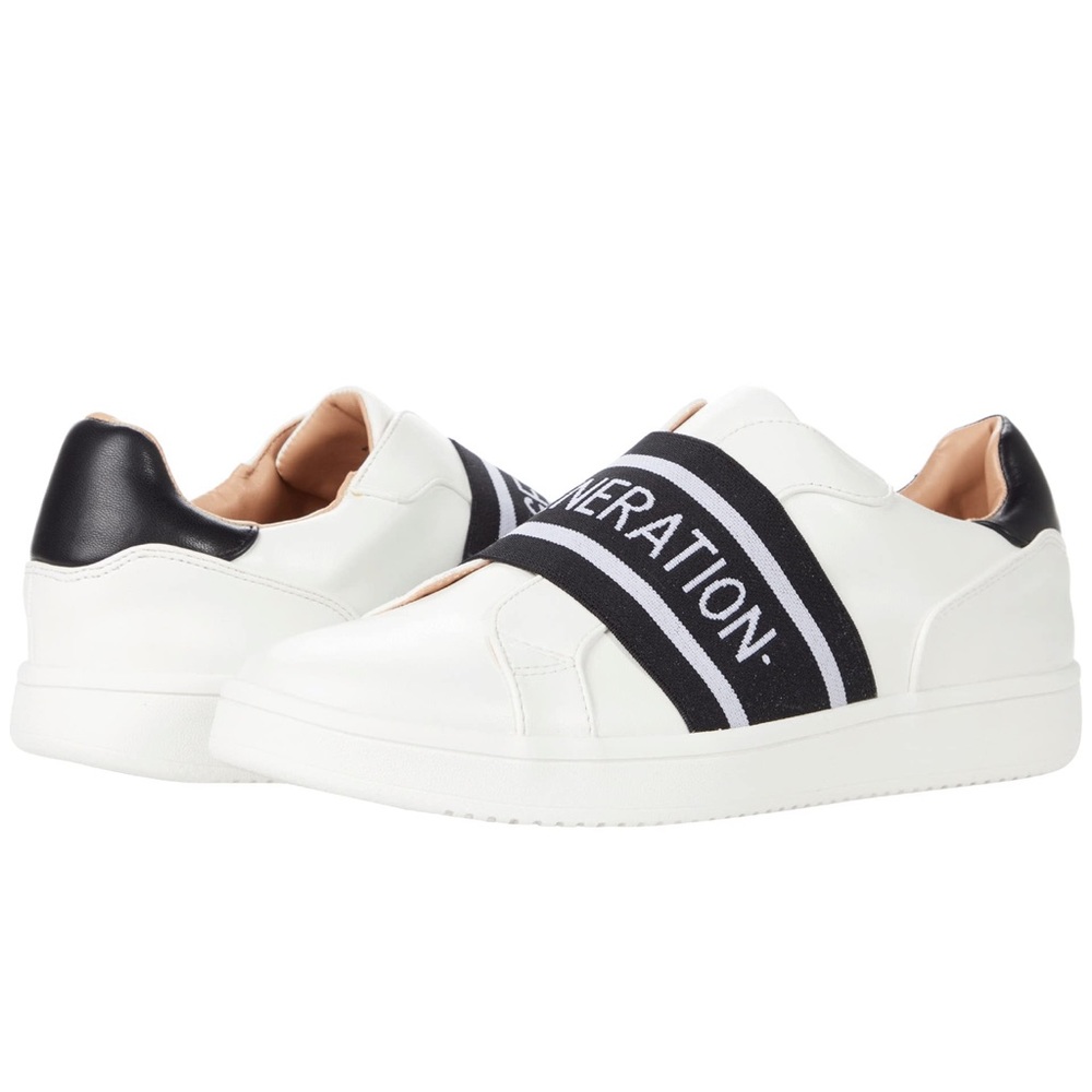 New BCBGeneration Obie Slip on leather sneakers black and white logo